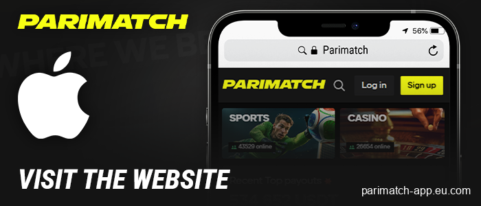 Open the Parimatch website on iPhone device