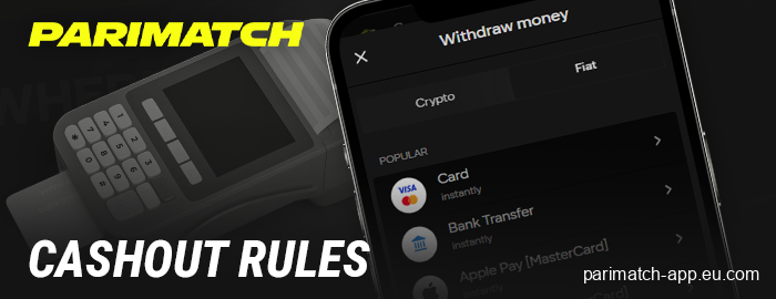 Withdrawing money from your Parimatch account via the mobile app